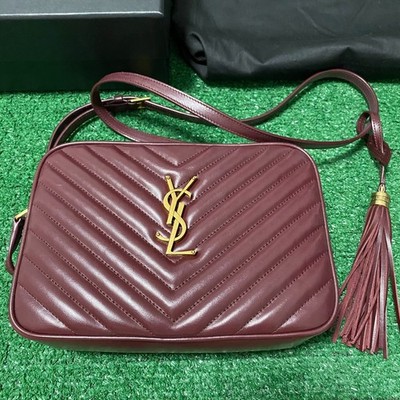 Saint Laurent Lou YSL Crossbody Bag Burgundy Leather w/ Dust Bag