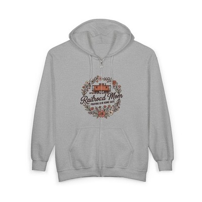 Railroad Mom Floral Wreath Hoodie | Train Mom Full Zip Sweatshirt