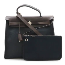 Hermes Aile Bag Zip Pm 2Way Handbag Women Black One Size