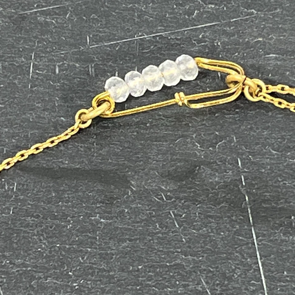 VTG Juicy Couture Y2K Safety Pin Peace Sign Necklace Dove Crystal Charms W/ Box - Image 3 of 4