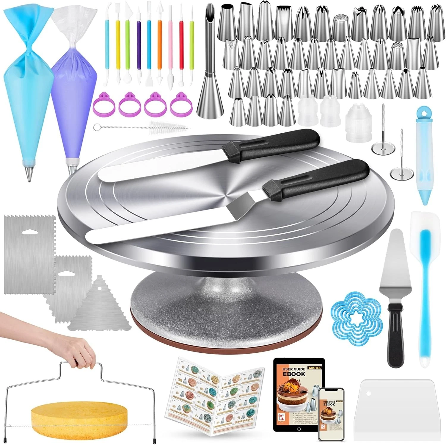 180 Pcs Cake Decorating Kits Supplies Aluminium Alloy Revolving Cake Turntable
Opens in a new window