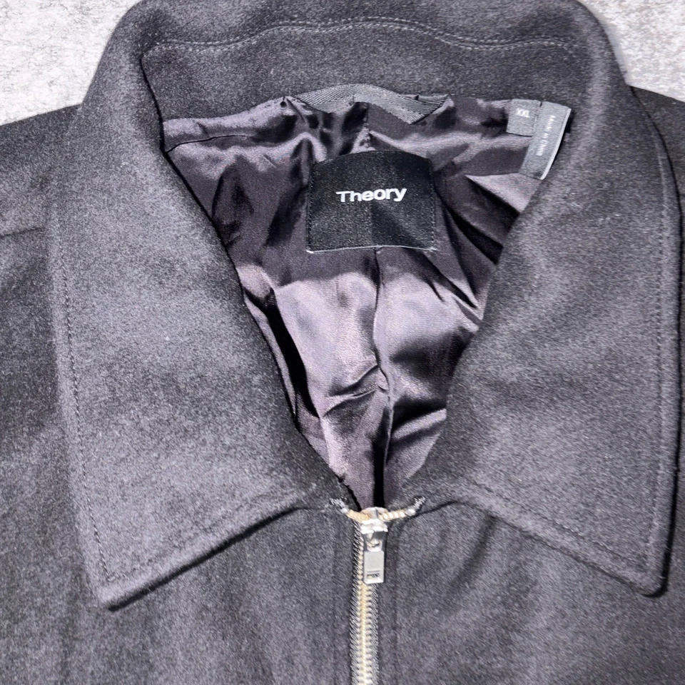 Chaqueta urbana Theory Wyatt para hombre XXL negra mezcla de lana Melton cachemir cremallera completa Foto 3 de 4