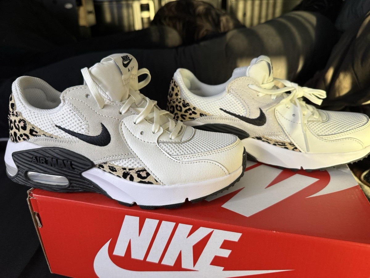 Nike Air Max Excee Sz 6.5 Womens White Leopard Print Athletic Shoe 