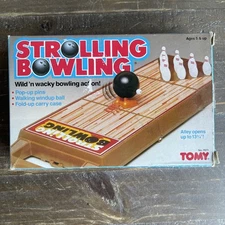 Vintage Tomy Strolling Bowling Table Top Game Not Working Ball Complete Set Box