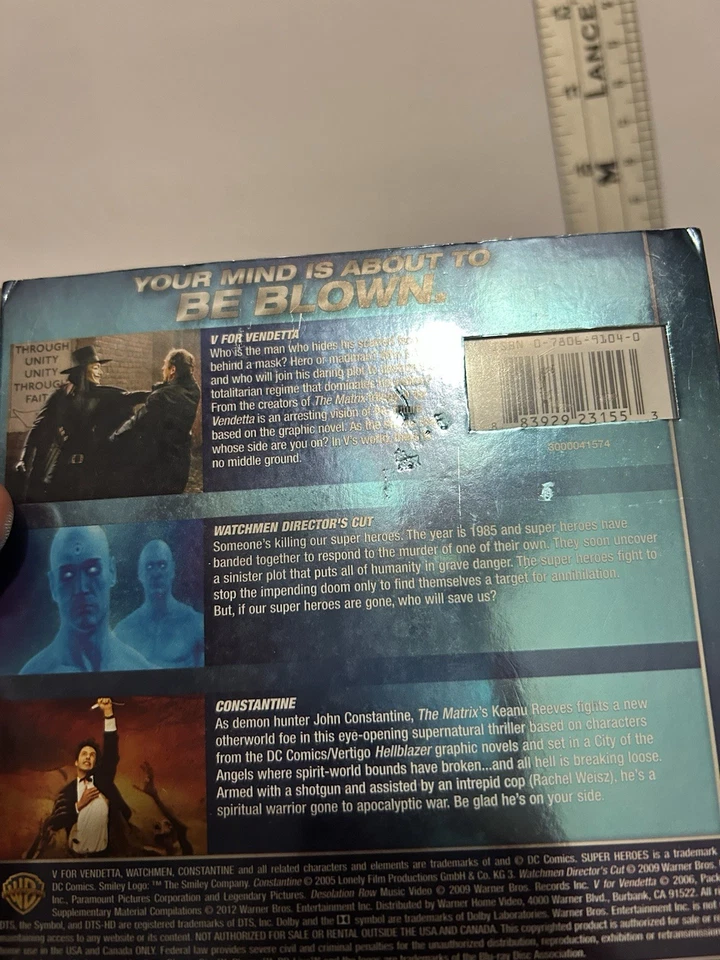 V for Vendetta Watchmen Constantine (Triple-Feature) Blu-ray - Brand New - Image 3 of 4