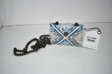 Kurt Geiger London MICRO Kensington Paisley Print Crossbody Bag In Blue #4029486