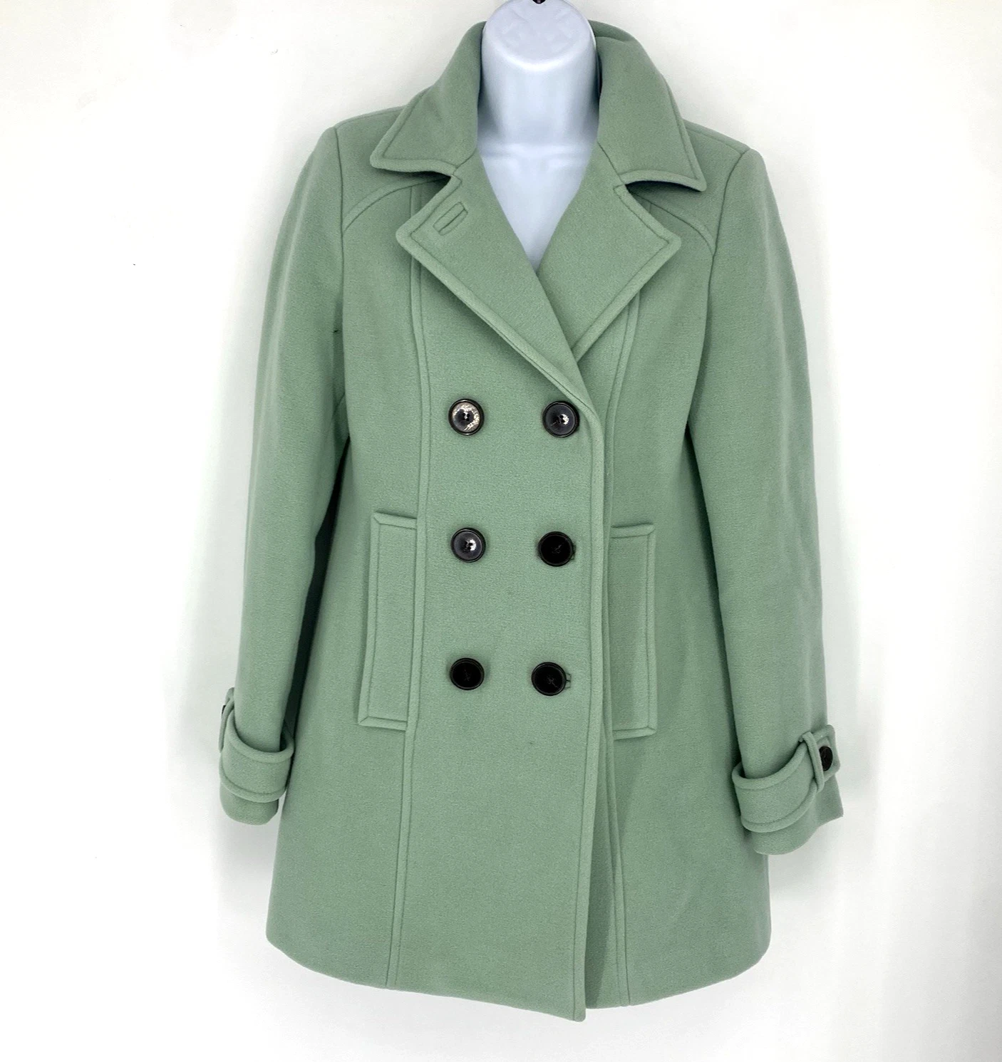 Boden Mint Green Peacoat Womens US 4 Wool Blend Double Breasted Coat Old Money