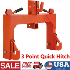 3-Point Quick Hitch Adapter for Category 1 & 2 Attachment Tractor Steel Orange