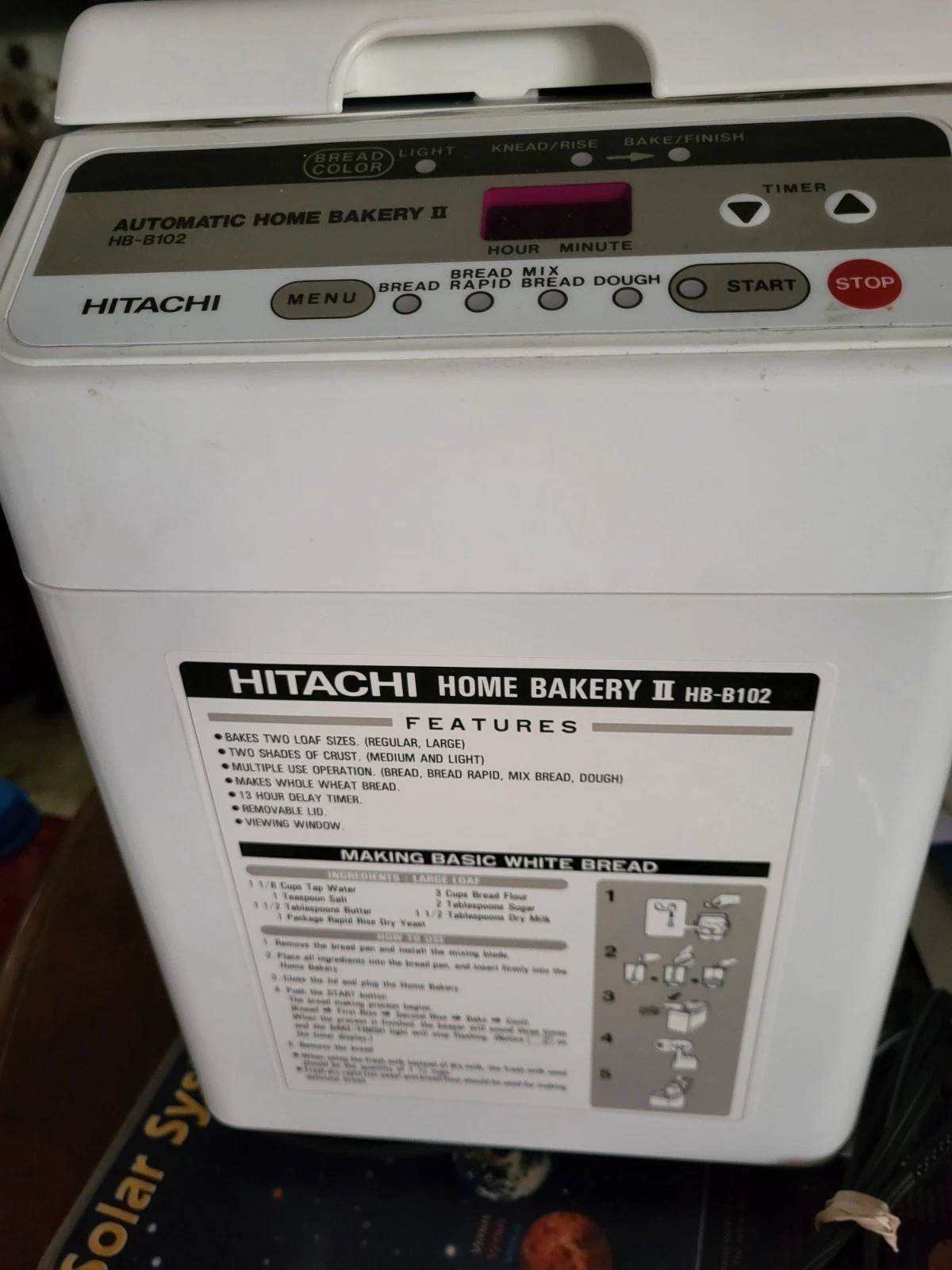 Hitachi Automatic Home Bakery II Bread Maker Machine Model HB-B102 Works!