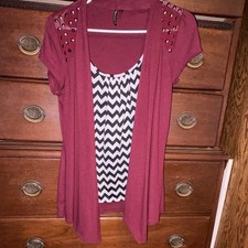 HeartSoul Women s M Burgundy/Black/White Chev...