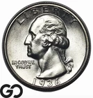 1936 Washington Quarter, Lustrous Superb Gem BU++