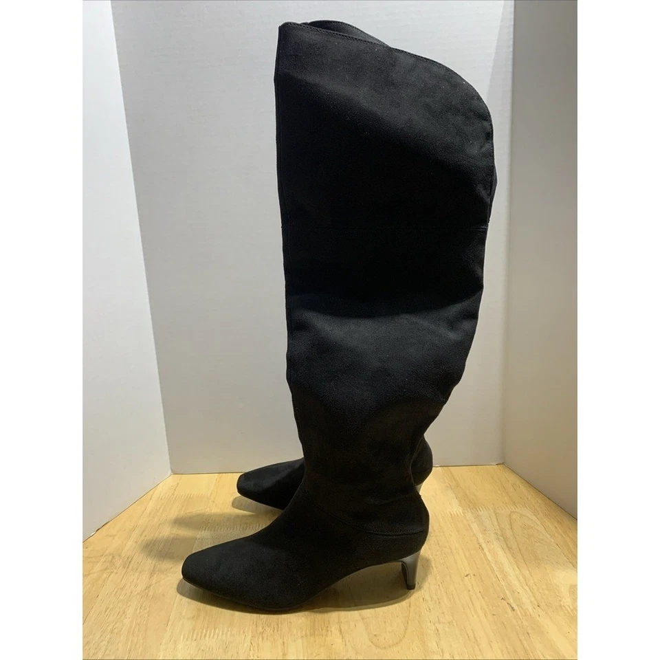 Botas Worthington para mujer Valto imitación gamuza negras tacón alto por encima de la rodilla talla 6,5 Foto 3 de 4
