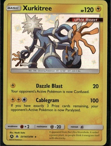 Xurkitree Shiny Holo Rare Hidden Fates Shiny Vault SV14/SV94 Lightning Pokemon C