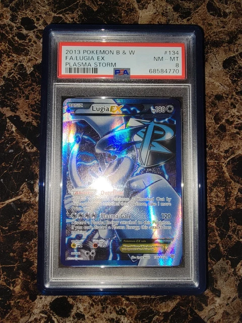 Pokemon 2013 Black & White Plasma Storm Lugia EX Full Art 134 PSA 8!