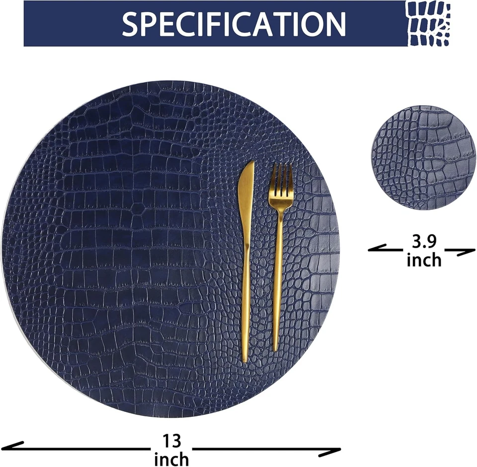 Round leather placemats for round table (set of 4). - Image 3 of 4