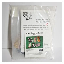 Vintage Better Homes & Gardens Plastic Canvas Craft Kit Set of 12 Cat Magnets