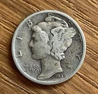 1938 Mercury Dime 10C – 90% Silver – Circulated – Winged Liberty