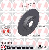 2X Bremsscheibe Coat Z Zimmermann 110.2230.20 FüR Alfa Tonale Hybrid