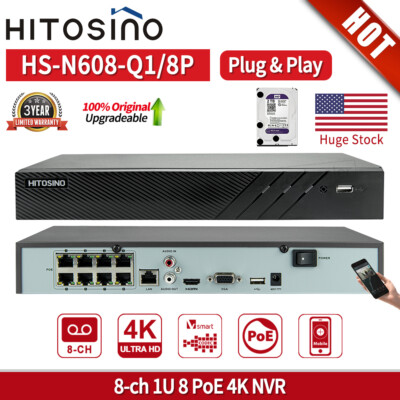 Hikvision OEM 8CH POE 4K NVR 8 Channel 8MP Plug&Play DS-7608NI-Q1/8P Security