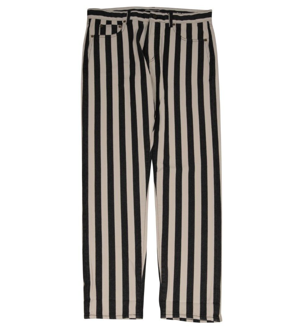 Jeans Saint Laurent uomo D20 gamba dritta 33x30 bianco nero a righe vita media