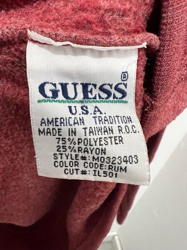 GUESS Jeans (L) Red ~ Embroidered Guess Logo Unisex Sweater Terry - Picture 6 of 6