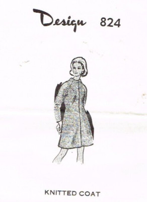 Knitting Pattern Knitted Coat Laura Wheeler 824 1960's Vintage Sizes 32-34 36-38