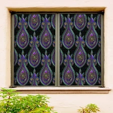 3D Purple Pattern A111 Window Film Print Sticker Cling Stained Glass UV Sinsin