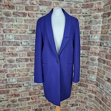 Maison Scotch Coat Royal Blue Size 3 Uk 12 Wool Overcoat Knee Length