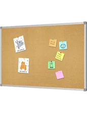 Lockways Cork Bulletin Board, 24" x 36", Silver Metal Frame