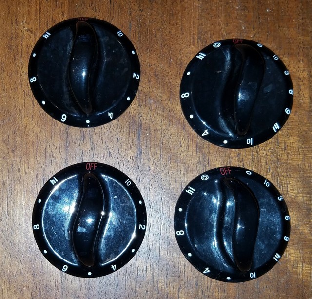 Jenn Air Set Of 4 Black Burner Control Knobs Electric Ranges Kip