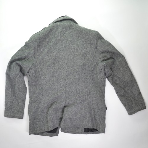 New Look Para hombres Lana Espina de Arenque Tweed Abrigo Medio Invierno Blazer En Negro - Imagen 4 de 7