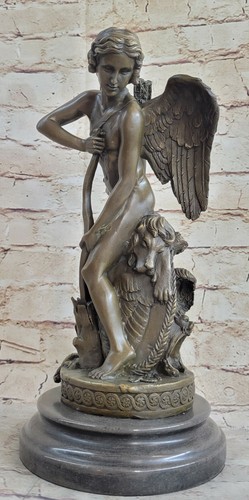 Elegante statua bronzo amanti Cupido psiche scultura romantica statuina arte deco senza prezzo di riserva - Foto 1 di 7