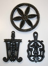 Lot of 3 Vintage Wilton Cast Iron 5 inch Trivets