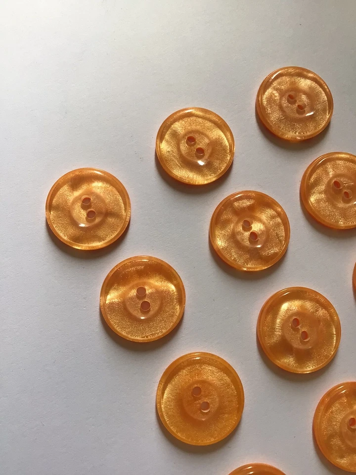 15 x 23mm Bright Orange Frosted With Rim 2 Hole Buttons Sewing/Knitting/Crafts - Image 2 of 4