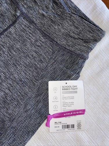 Athleta Girl Black Heather School Day Ribbed Tight Pants NWT Sz. XL/14 Nwt - Picture 7 of 8