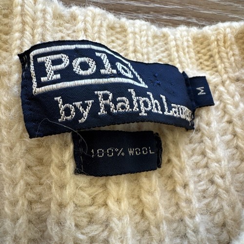 Polo Ralph Lauren Sweater Mens M Heavy Chunky Knit Wool Fisherman Vintage 90s - Picture 3 of 8