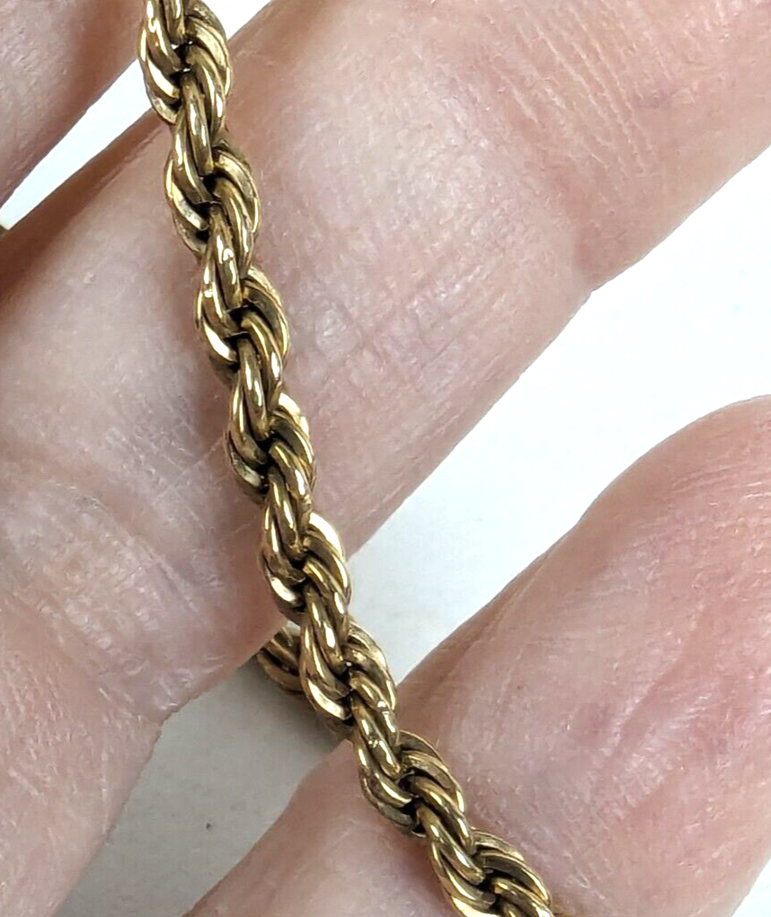 Vintage Krementz 30" Heavy 14k Gold Filled 3mm Rope Chain Necklace 19.6