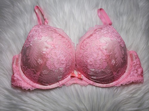 Victoria's Secret Bra Dream Angels Push Up Gorgeous Pink Lace Size 32D - 第 1/4 張圖片