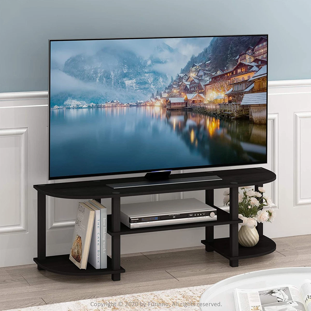 Modern TV Stand Wide TV Entertainment Center Espresso Black eBay