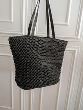 Damen Strandtasche rattern Schwarz Handtasche...