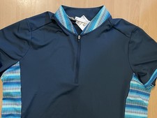 Adidas Ultimate 365 Printed Crew Navy Striped Size XL Women's Golf Polo 1/4 Zip