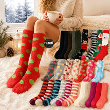 3-12 Pair Womens Knee High Warm Winter Socks Soft Fuzzy Cozy Slipper Long Fleece