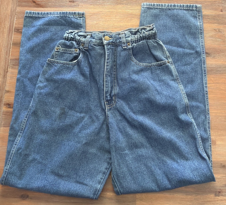 The Essentials Collection Vintage High Rise Mum Jeans Made In Aus Elastic Waist