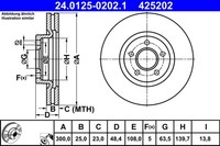 2X Ate Bremsscheibe 24.0125-0202.1 FüR Connect Tourneo Transit Ford V408 Ecoblue