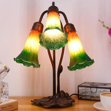 Lamp Tiffany Style Table Lamp 16 Inch Tall Tulip Flower Accent Desk lamp with Lo