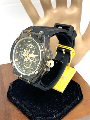 Invicta Men's Watch 48807 Racing Saphirex Quartz Gold Black Rubber