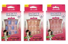 3pack 72Tips So Cute Artificial False Fake Junior Nail With Glue For Kids 22...