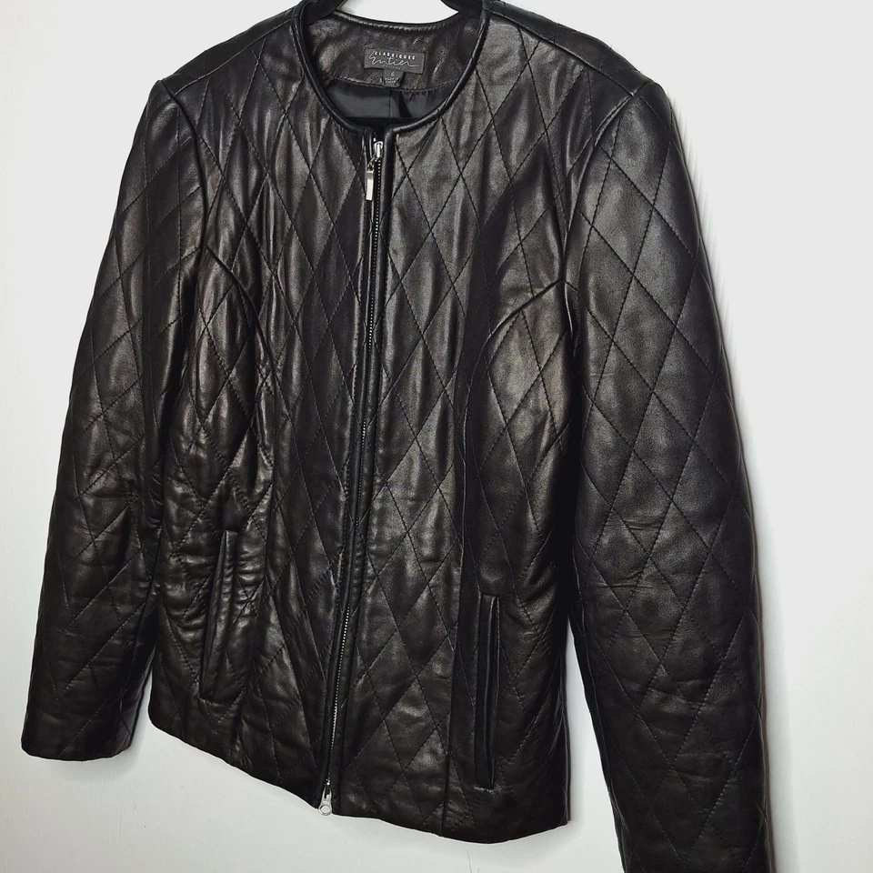 Vintage Y2K Classiques Entier Leather Jacket Quilted 6 Butter Soft Bomber Zip Up - Image 2 of 4