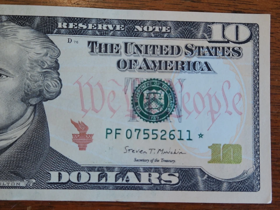 2017 Uncirculated $10 Star Note.  W/  Bleed Through Error On Serial #.  Debossed - Image 4 of 4
