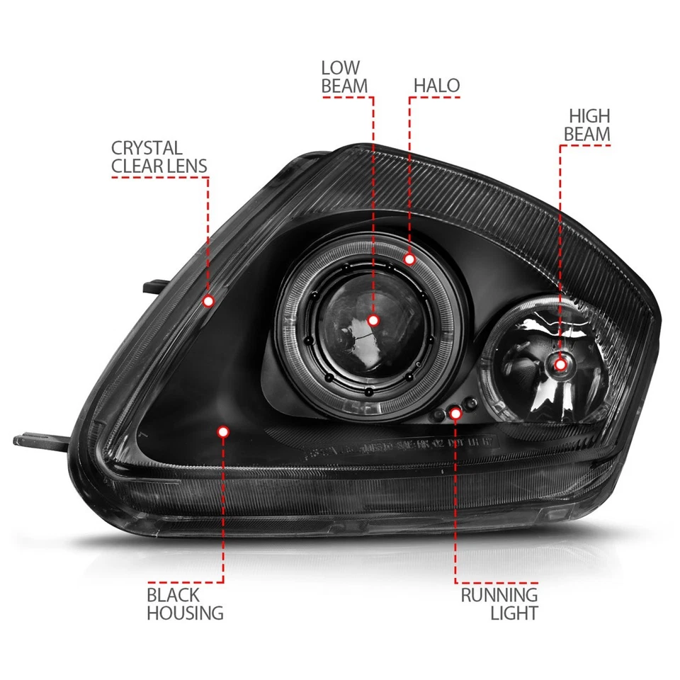 Farol Anzo 121332 para Mitsubishi Eclipse 2000-2005 esquerdo direito carcaça preta - Imagem 4 de 4
